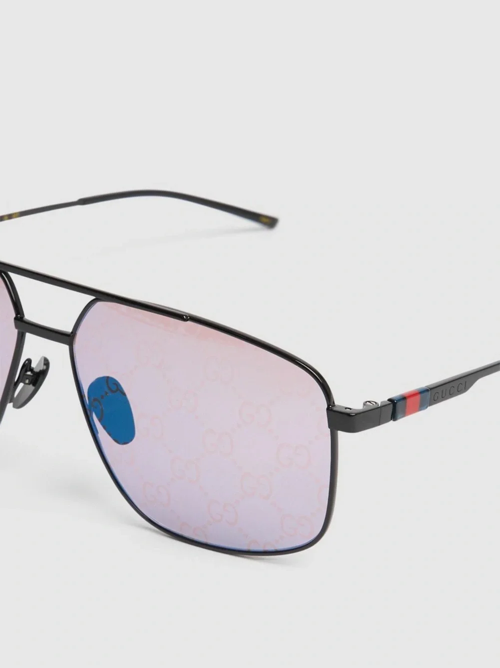 New Gucci GG1676S 005 Sunglasses Black Violet GG Monogram Mirror Authentic